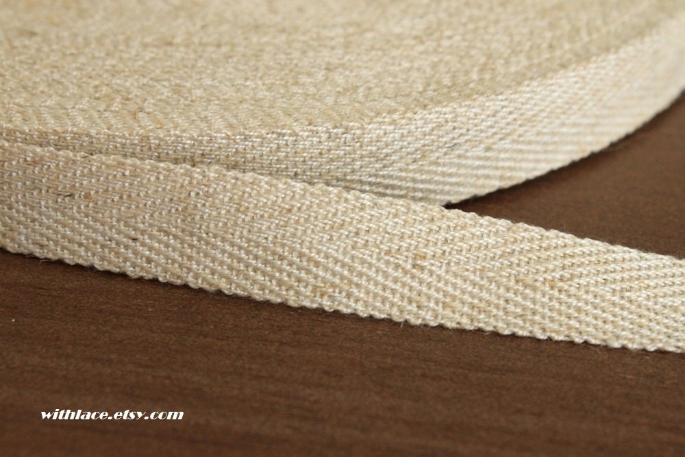 6 yds Japanese herringbone woven linen ribbon---5/8'', 16mm