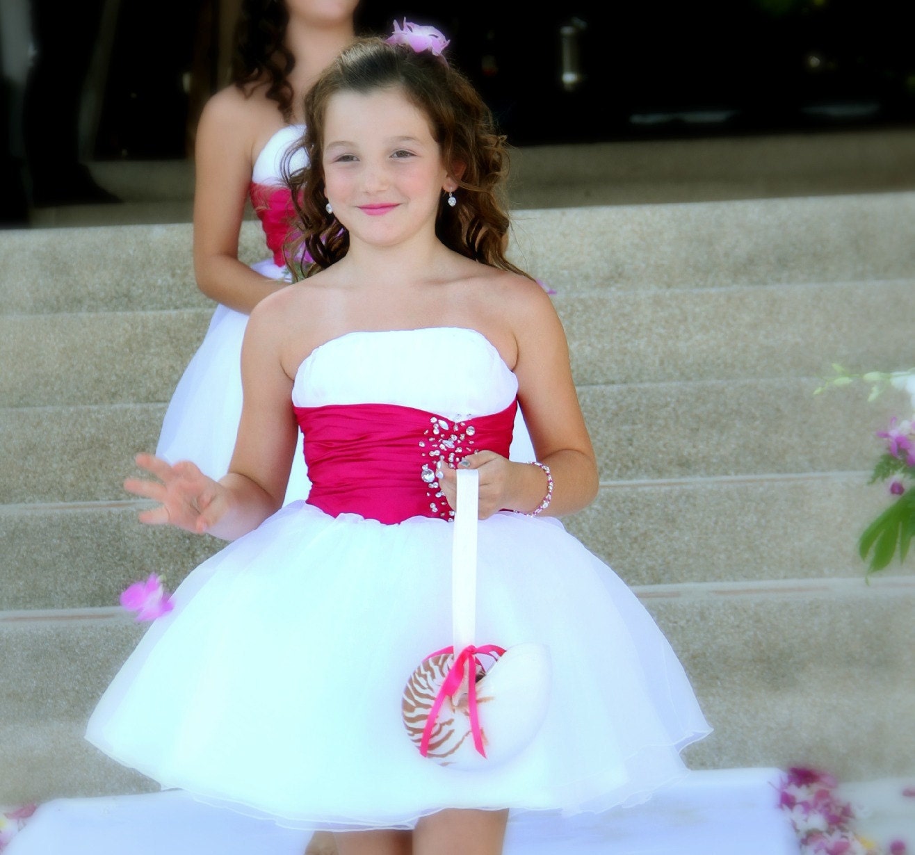 Beach Wedding Nautilus Shell Flower Girl Basket