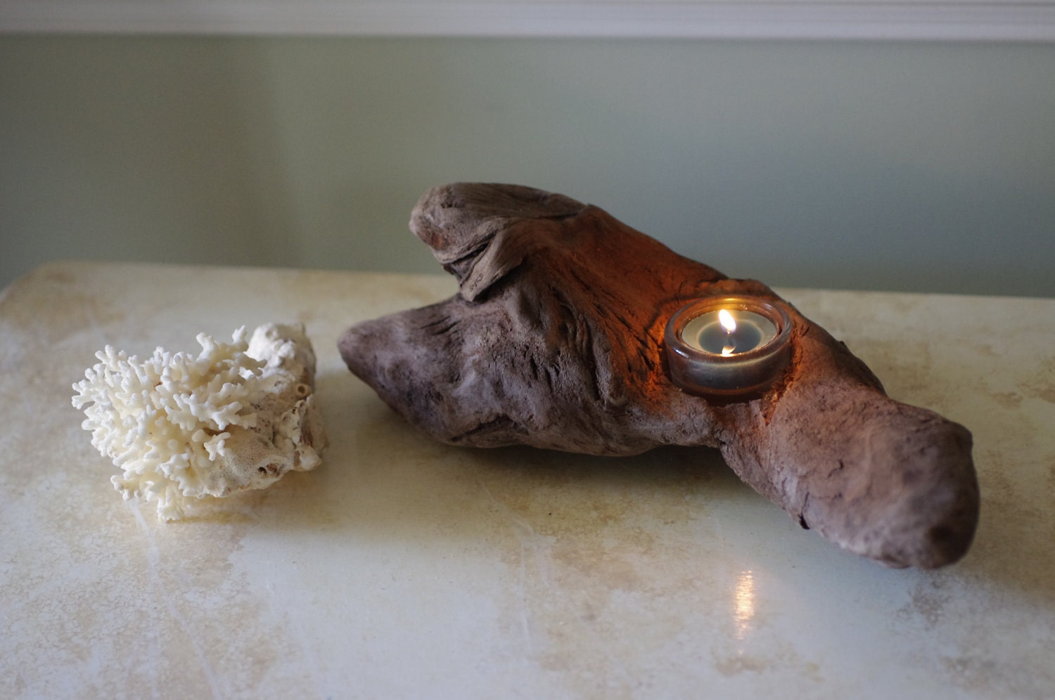 Beach Decor Driftwood Votive Candle Holder