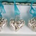 Beach Decor Seashell Heart Ornaments - Set of 3 Glass Heart Shape Ornaments