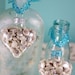 Beach Decor Seashell Heart Ornaments - Set of 3 Glass Heart Shape Ornaments