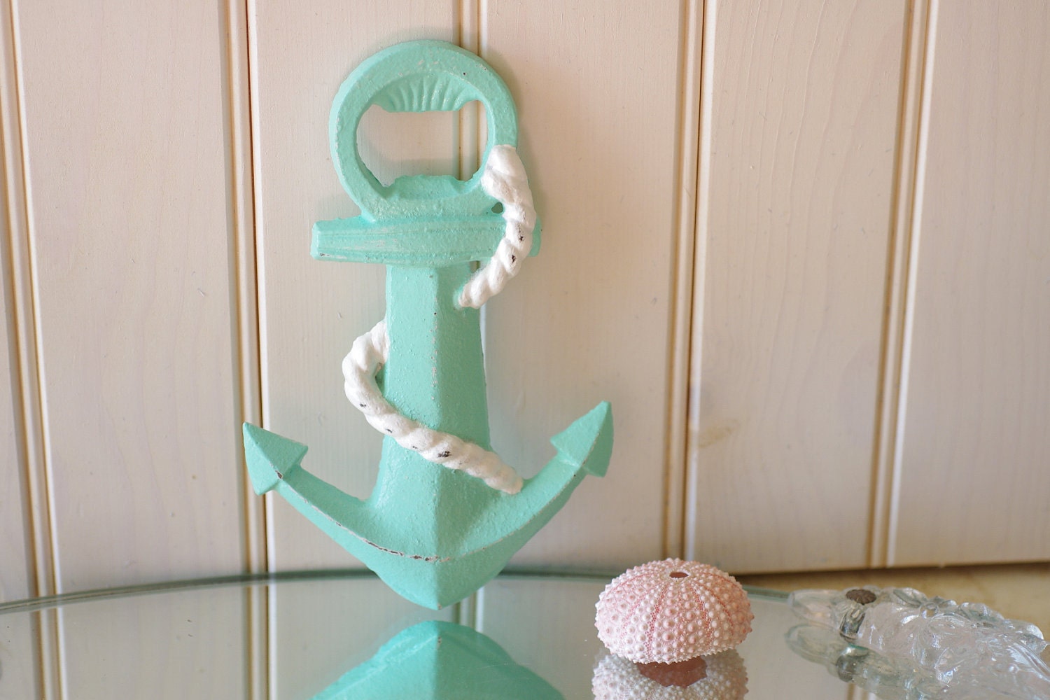 Beach Decor Anchor Bottle Opener - Sea Foam and White or PICK YOUR COLOR