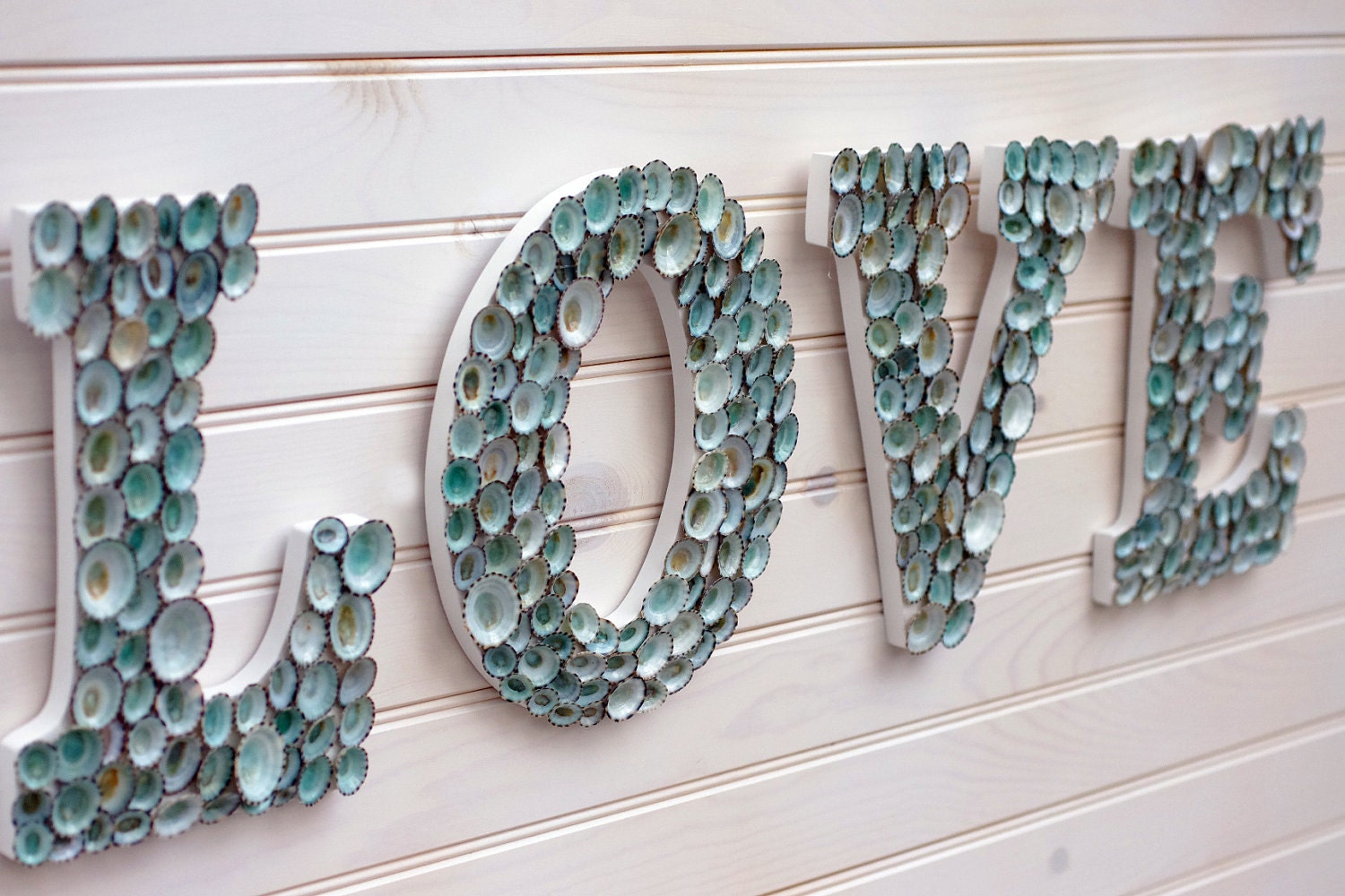 Beach Decor Seashell Covered Sign Letters - LOVE or Any 4-Lettered Word