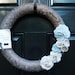 yarn wreath- felt roses/flowers and vintage keys