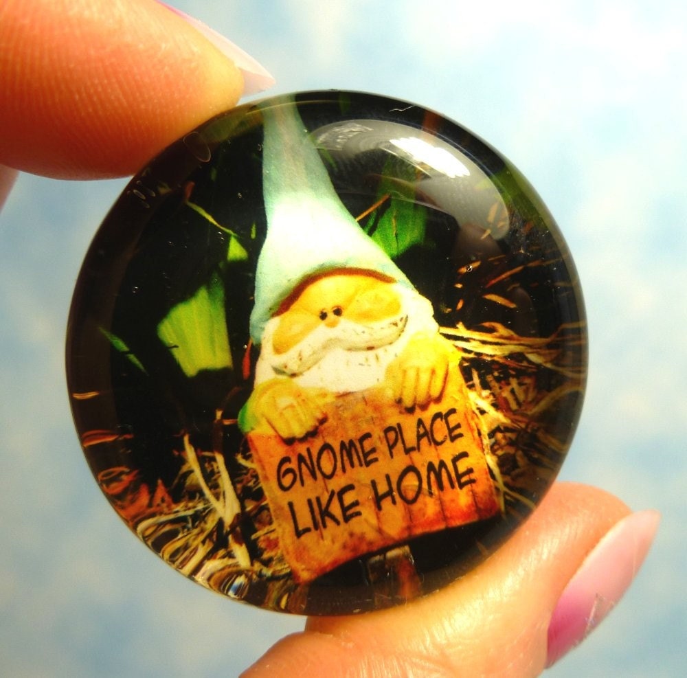 Gnome Place Like Home Glass Magnet