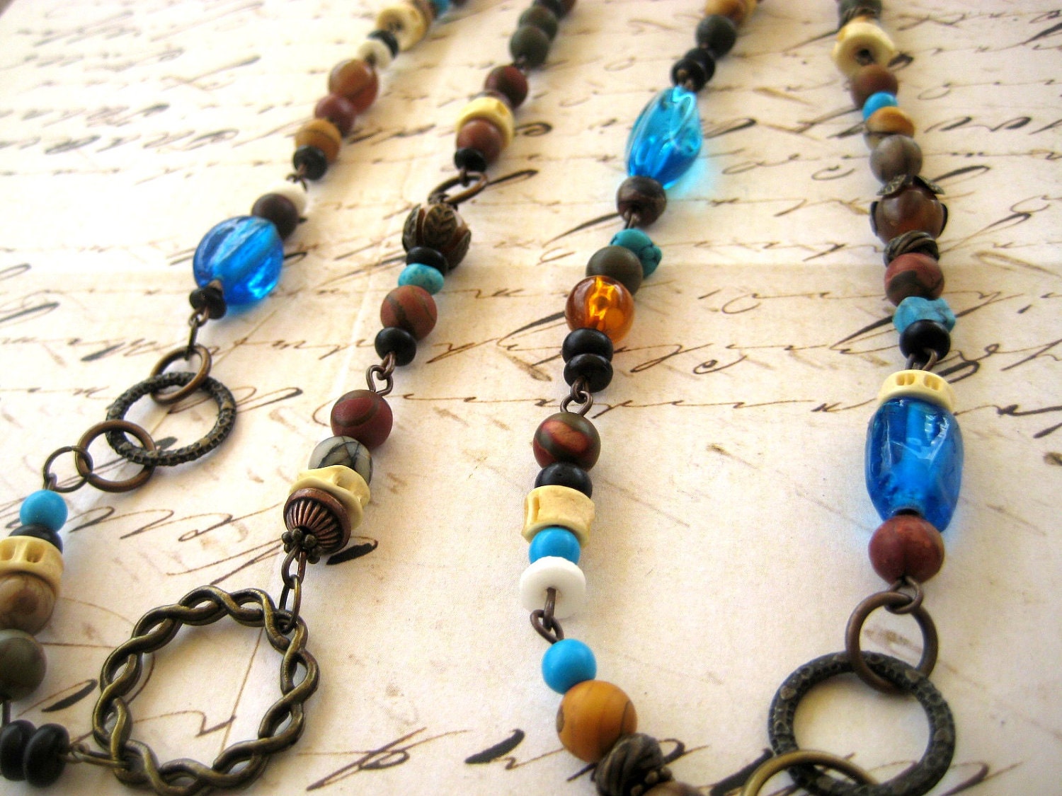 Blue, Turquoise, And Brass Necklace