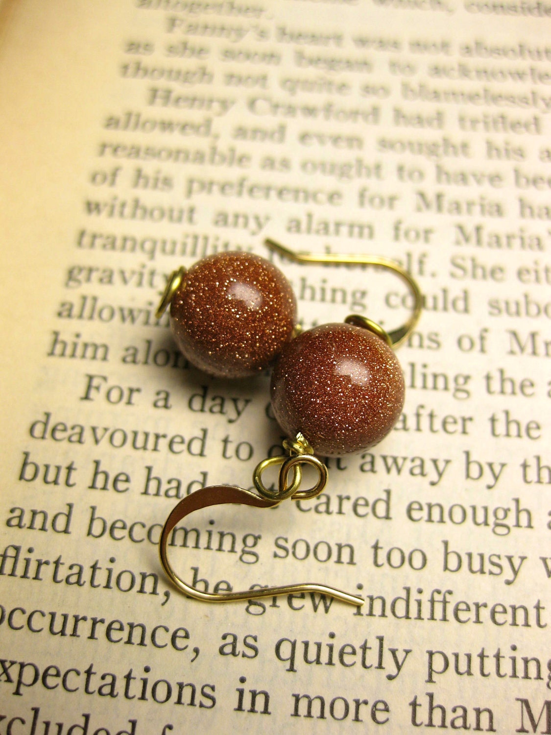 Goldstone Round Drop Earrings