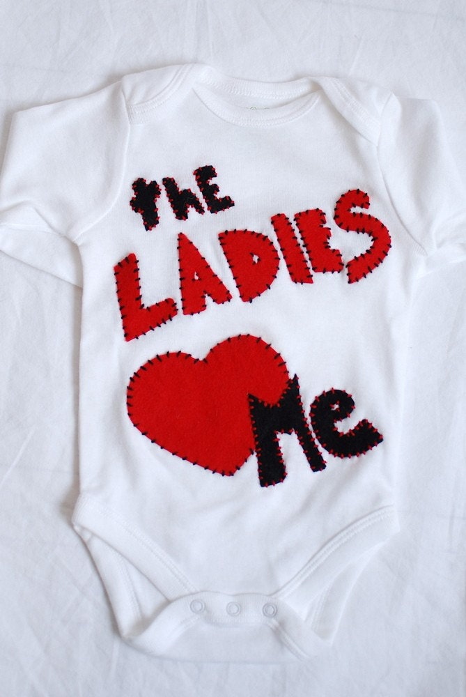 Valentines day shirt, Ladies love me onesie long sleeve, valentines day, boy 0 to 3 month, 3 to 6 month, 6  12 month, 12 to 18 month