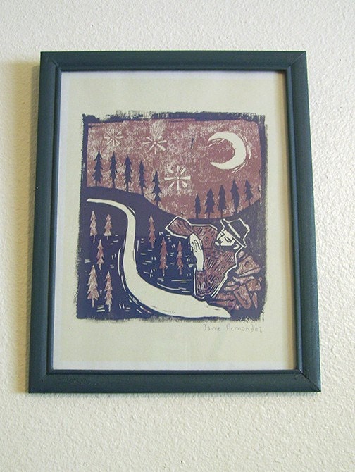 sleeping under stars - framed art print - ready to hang - jaime hernandez