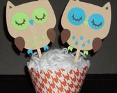 Owl Cupcake Pick Toppers ... CHOOSE YOUR COLORS ... more color combinations available Il_170x135