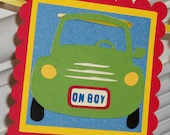 Baby Boy Baby Shower Blocks  Banner  .. READY to SHIP .. Car .. red blue yellow green .. stripes ... CLEARANCE