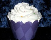 Purple Diamond Cupcake wrappers ...Grape Argyle Holder Wrap ...12 count READY TO SHIP Il_170x135