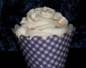 Purple Gingham Cupcake wrappers ...Grape Checkered Holder Wrap ...12 count ... Plaid READY TO SHIP Il_170x135