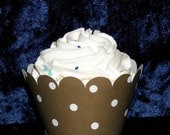 Cocoa Brown Polka Dot Cupcake wrappers ... Polka Dot Holder Wrap ...12 count READY TO SHIP Il_170x135