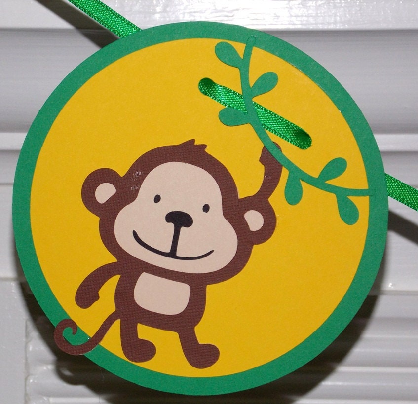 Jungle Happy Birthday Banner 1st Birthday ... 5 Die Cuts ... Gator Lion Giraffe Zebra ... orange green blue ... reserved for karintran1974