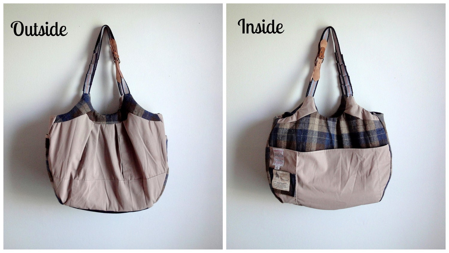 Luxury All Weather Weekender, Upcycled Travel Bag, Eco-Friendly Oversized Plaid Tote