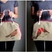 Upcycled Bird Purse, Colorblock Bright Applique Handbag, Medium Bowling Bag Purse