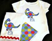 Dinosaur Onesie and Burpcloth Set