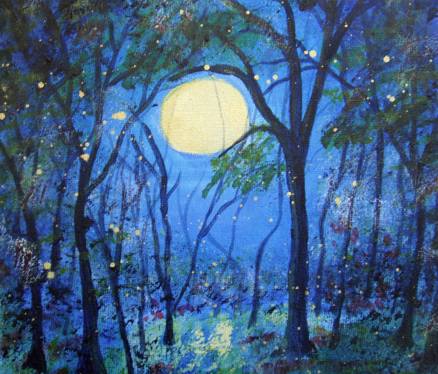 Fireflies Giclee Limited Edition Print ACEO  Moonlight  Abstract Karen J. Kolnes
