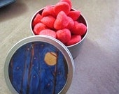Custom Round Deep 16oz  Tin Giclee Art Print Made to Order shown Something in the Night