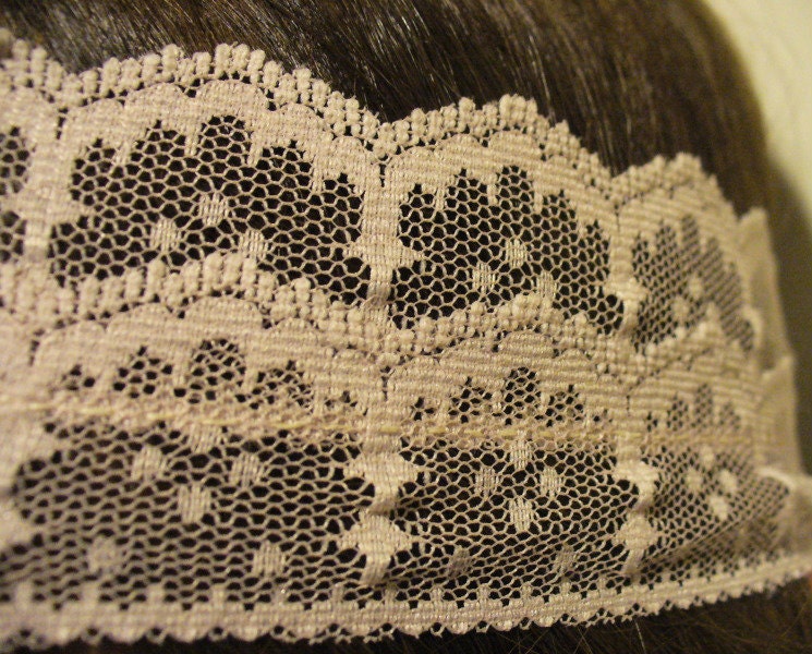 Tiered Pale Pink Lace & Elastic Headband