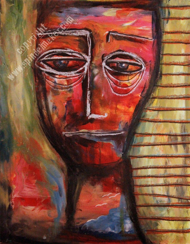 Tired man acrylic painting