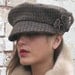 Harris tweed wool brown lined cap with trim