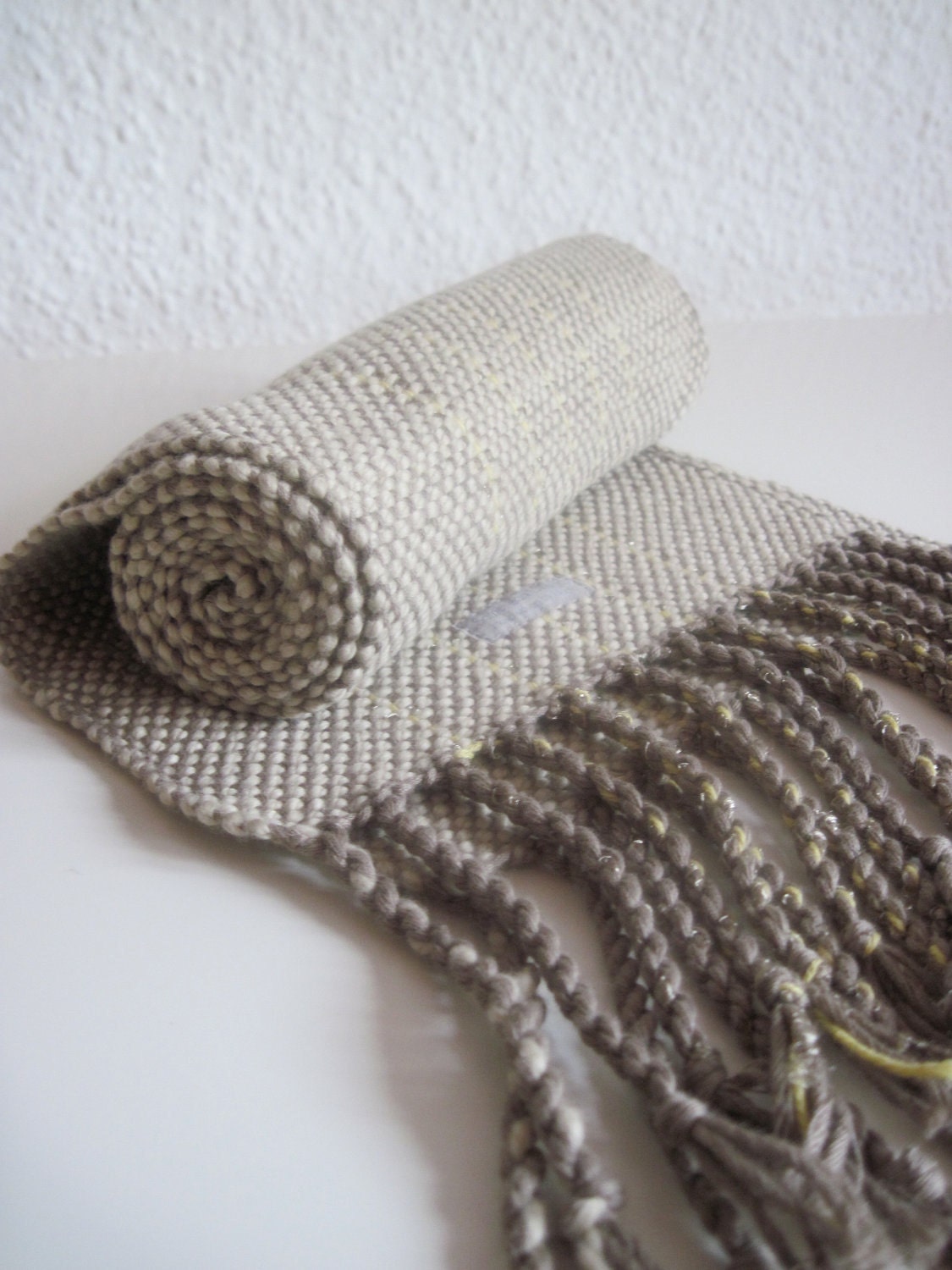 Organic Cotton Handwoven Scarf titled 'Sparking Oats and Rye'