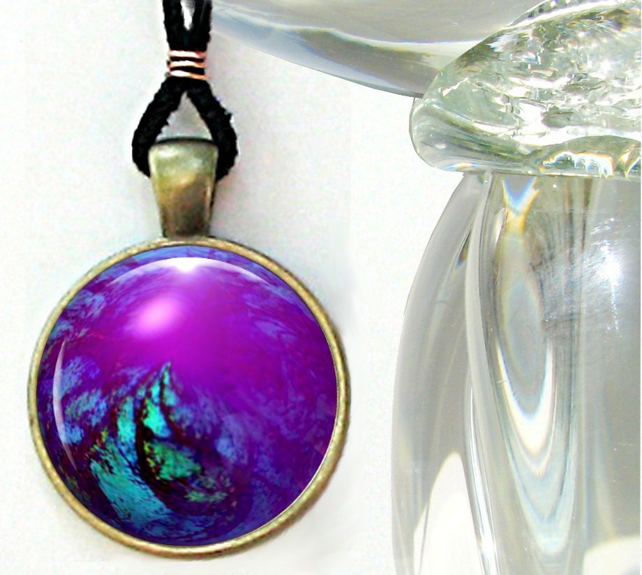 Purple Necklace Energy Pendant Chakra Jewelry Reiki Pendant Necklace Bronze