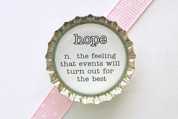Hope Dictionary Definition Bottle Cap Magnet - hope definition, black and white wedding favor, dictionary home decor, kitchen organization