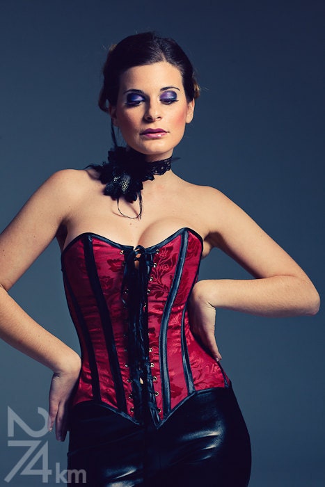 Red and black corset