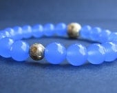 Energy Bracelet - Azure Blue Chalcedony & Gold Stardust Beads - by We Are 1