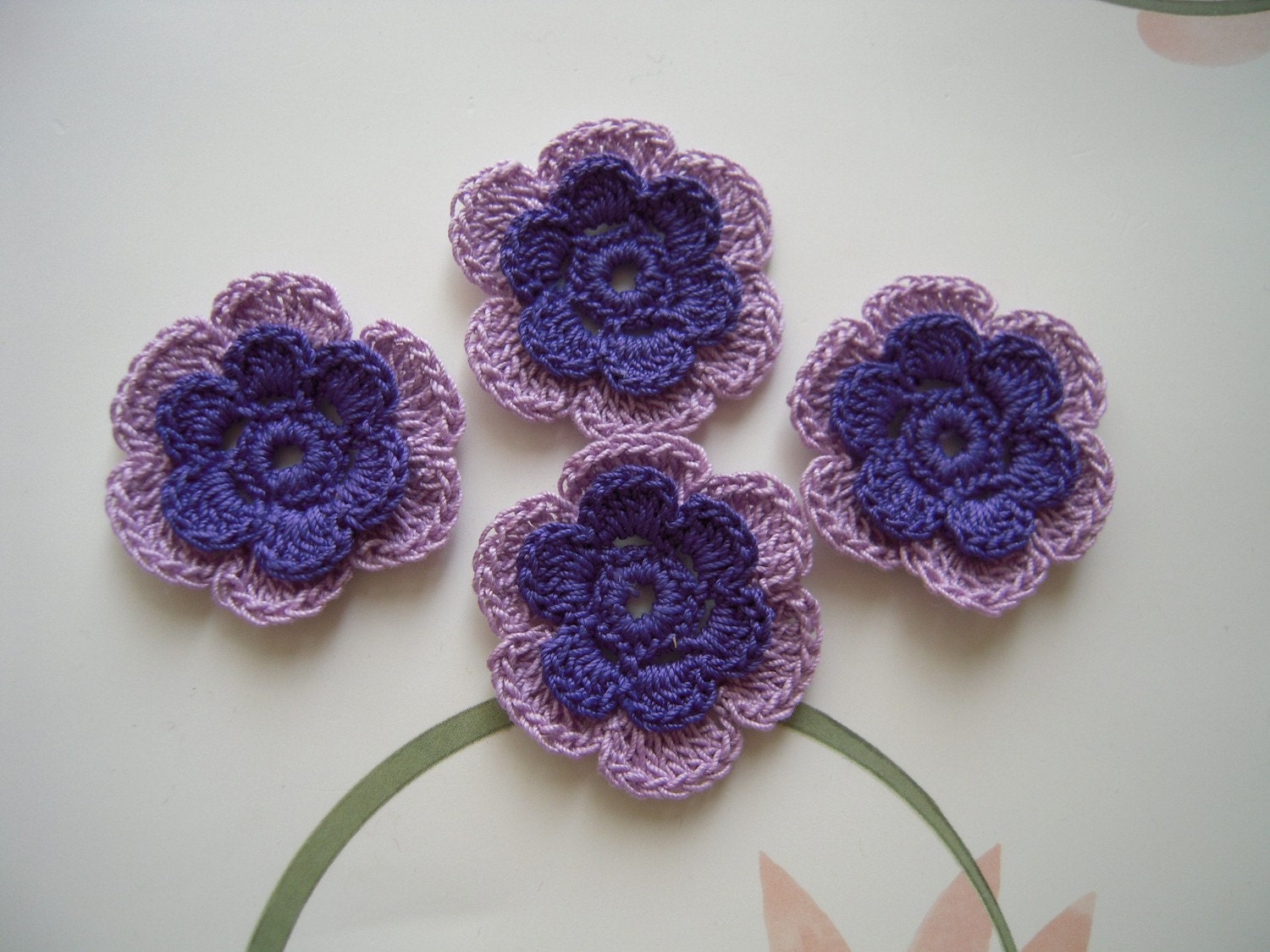 Crochet Flower Applique - Lavender and purple