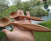 A set of 2 Natural Juniper Wooden  Spoons- 1 baby spoon and 1 table spoon.