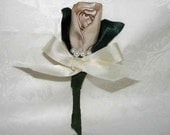 Boutonniere Handmade Embellished Fabric Flower