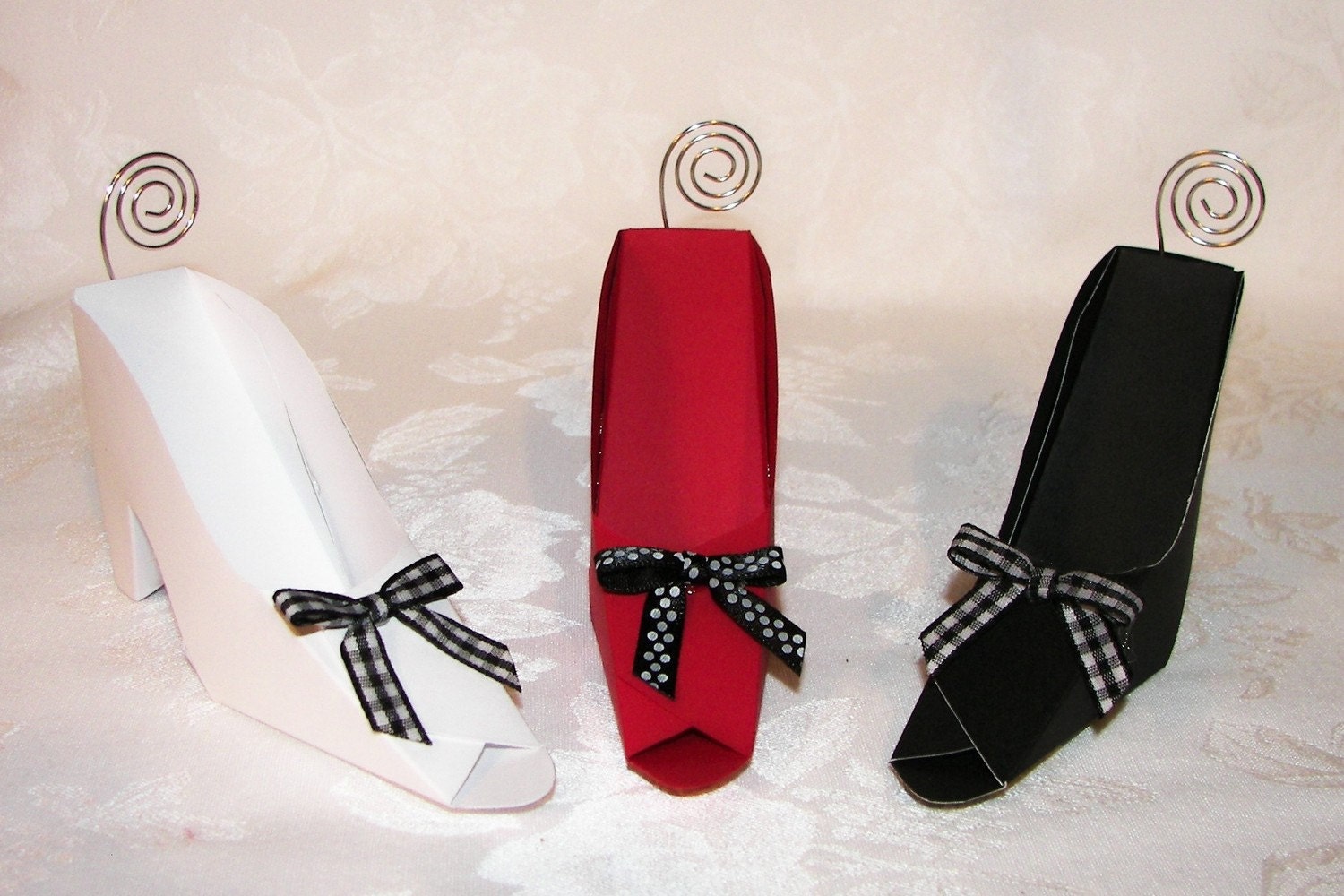 Paper Shoe Place Card Holders Set of 3 Your choice of colors
