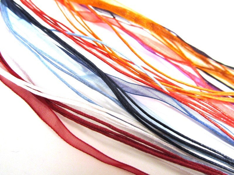 ON SALE - 5 pcs. Organza Ribbon Cord Necklaces- Pick your own colors - 18"-19.5"