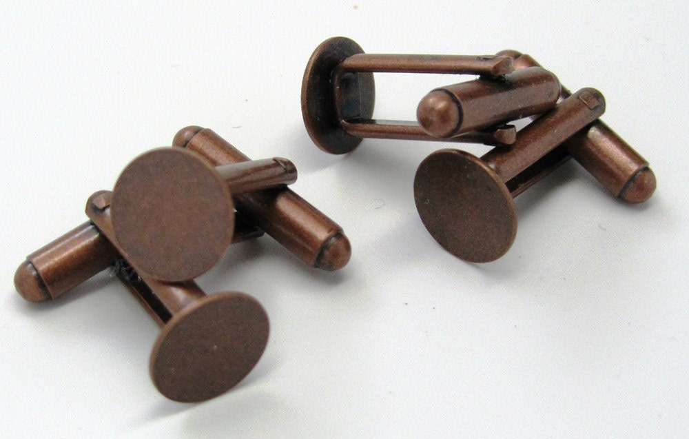 Lot of 20 Antique Copper Plated Cufflinks (10 pairs) - 10 mm Glue Pad