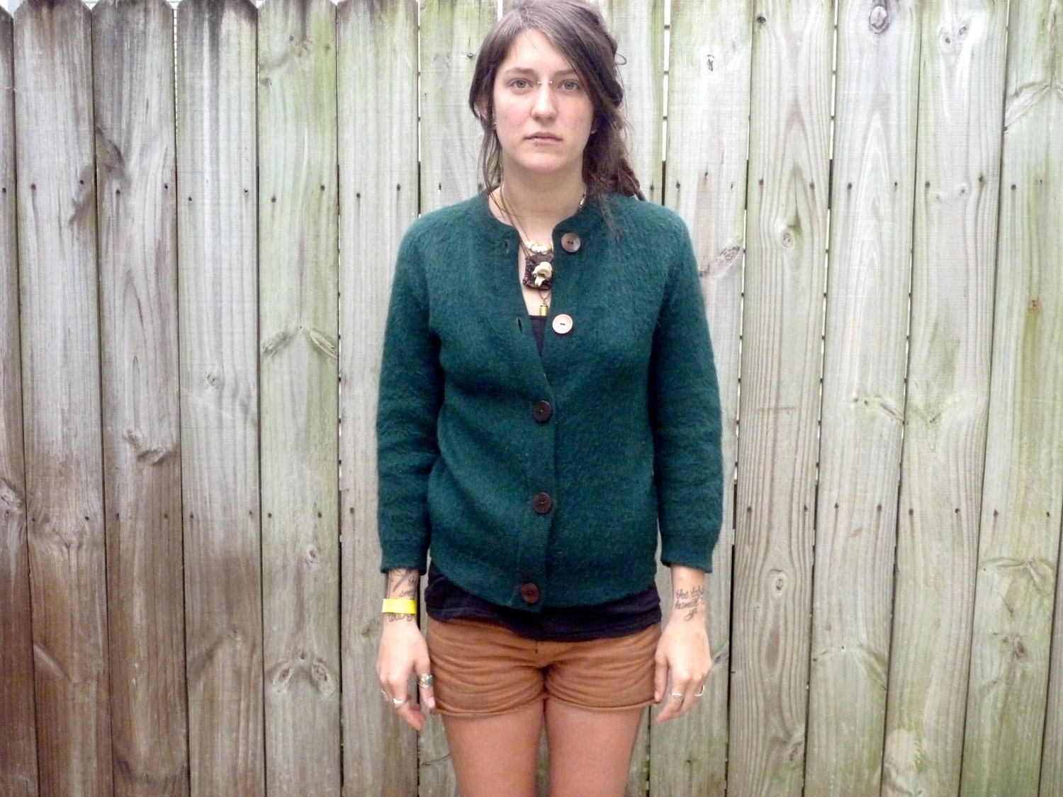 Vintage Green Wool Cardigan