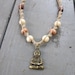 LAST ONE - Bronze Buddha Hemp Necklace with Wooden Beads