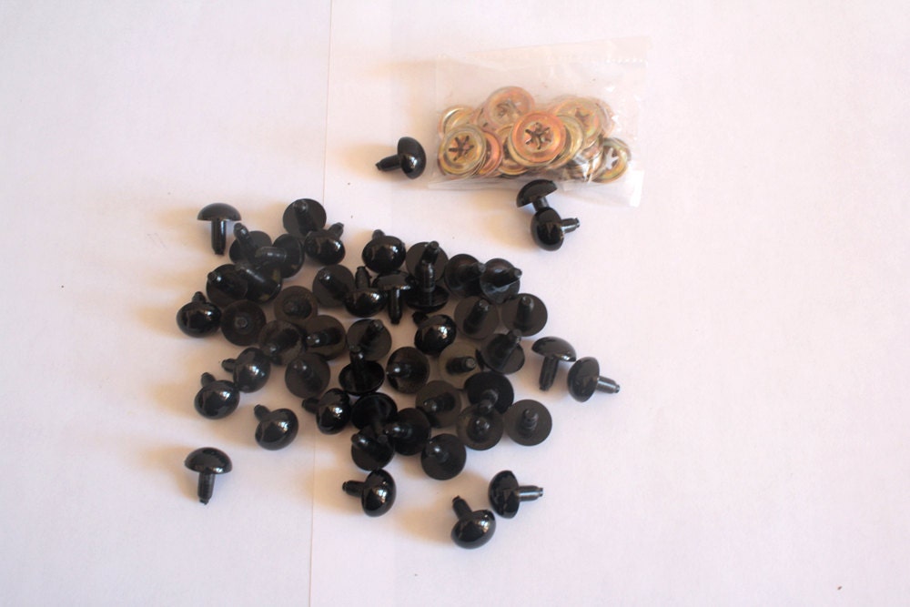 15mm Solid Black Safety Eyes 50 pieces-25 pairs