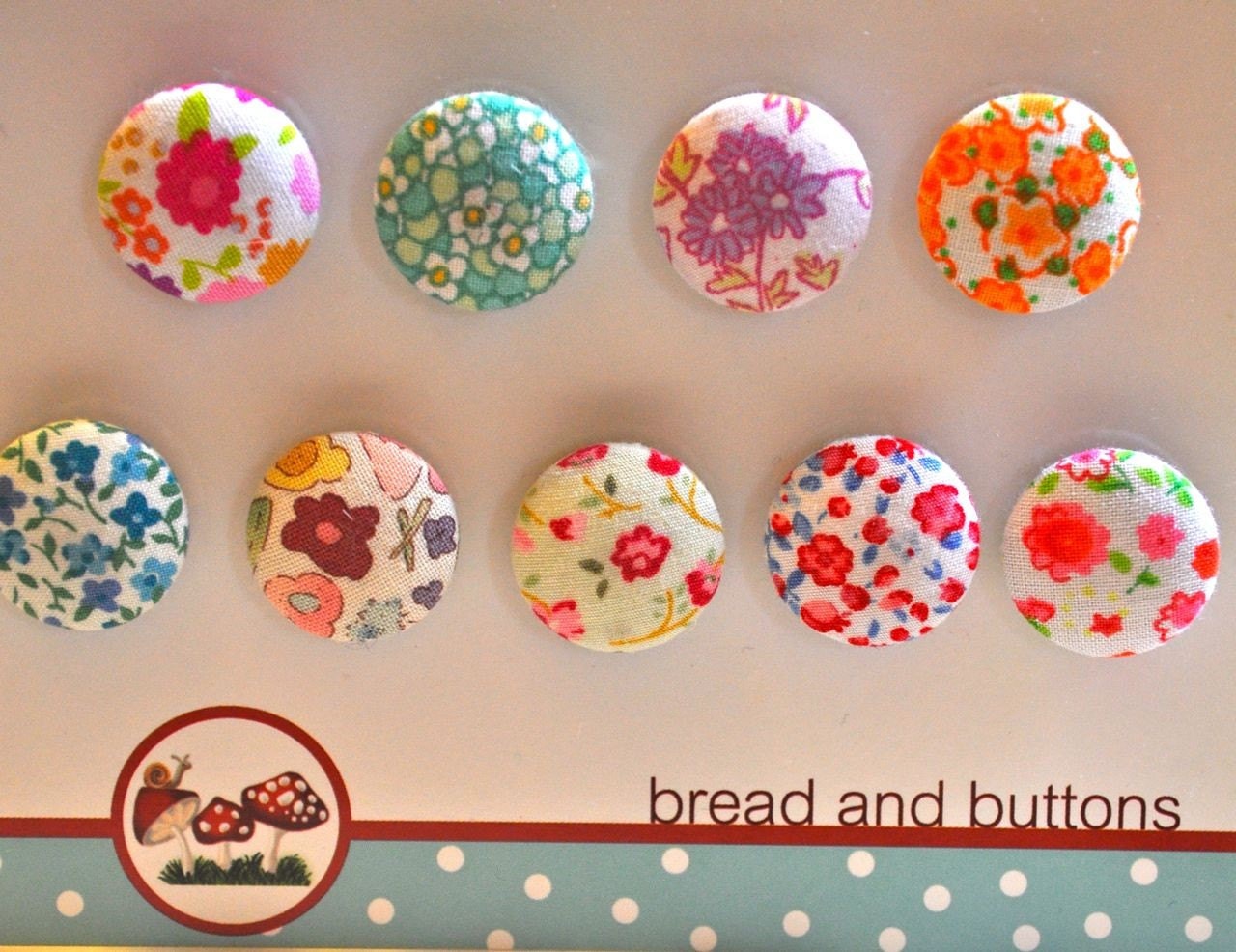 CLEARANCE SALE now on all magnets, paperclips and jewelry - buy one get any other set free - flower garden - set of nine fabric button magnets