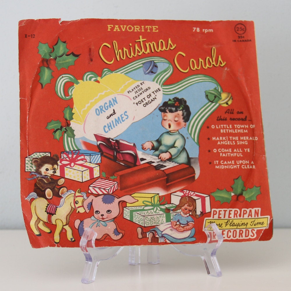 Vintage Peter Pan "Favorite Christmas Carols" 78 rpm Record X-12 - 1950's
