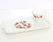 6 Vintage Anchor Hocking Fleurette Snack Sets - 1950's