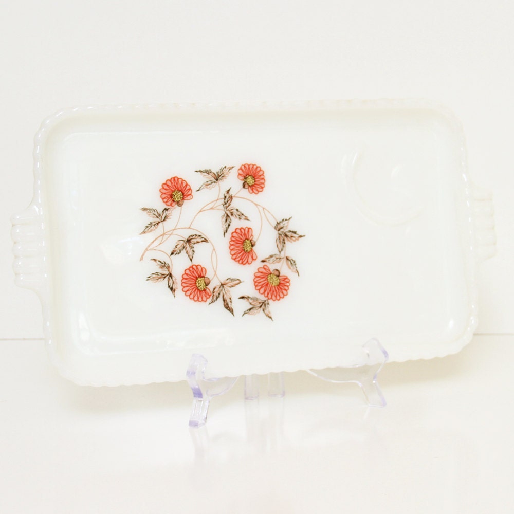 Vintage Anchor Hocking Fleurette Serving Trays - 1950's