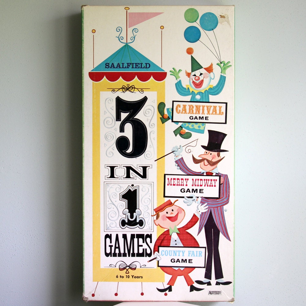 Vintage Saalfield 3 in 1 Games: Carnival/Midway/County Fair - 1960's