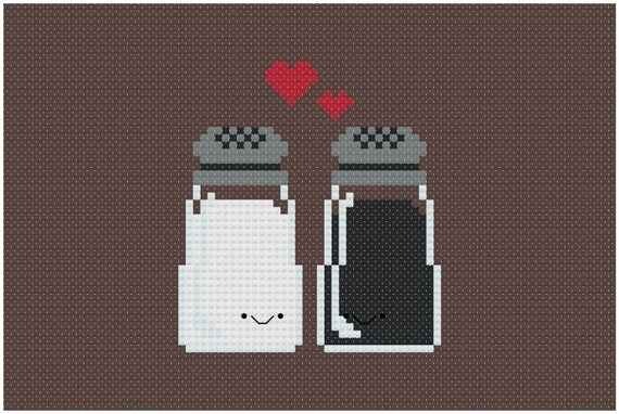 Perfect Pairings - Kawaii Salt and Pepper - PDF Cross-stitch Pattern - INSTANT DOWNLOAD