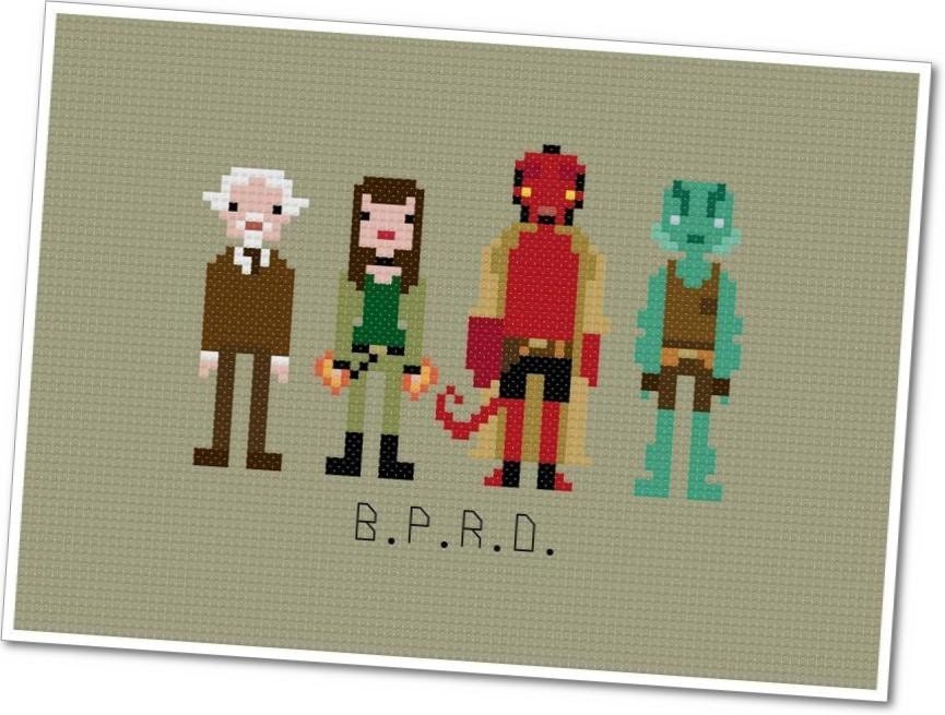 Pixel People - Hellboy & The B.P.R.D. - PDF Cross Stitch Pattern - INSTANT Download