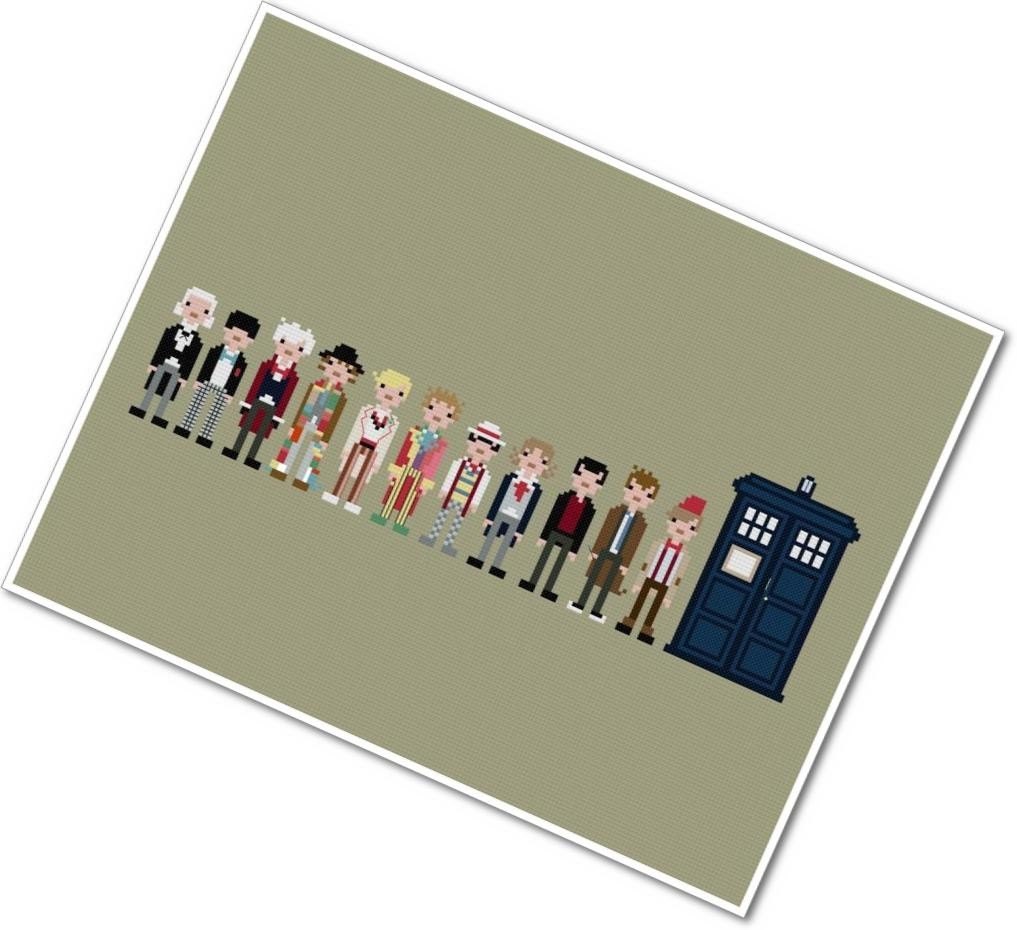 Pixel People - The Eleven Doctors - PDF Cross-stitch Pattern - INSTANT DOWNLOAD