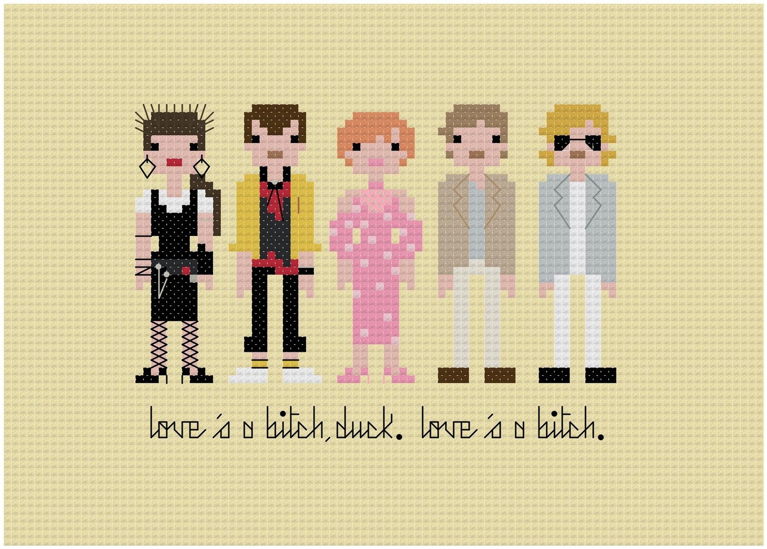 Pixel People - Pretty In Pink - PDF Cross Stitch Pattern - INSTANT DOWNLOAD